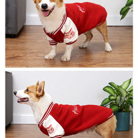 HKM-5838781 Medium Dog Polar Fleece Baseball Sweater – Red & Black, Sizes M to XXL