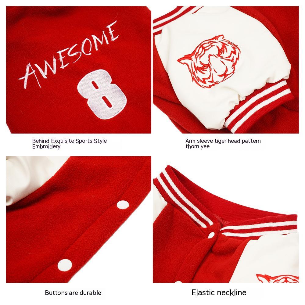 HKM-5838781 Medium Dog Polar Fleece Baseball Sweater – Red & Black, Sizes M to XXL