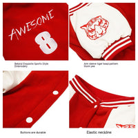 HKM-5838781 Medium Dog Polar Fleece Baseball Sweater – Red & Black, Sizes M to XXL