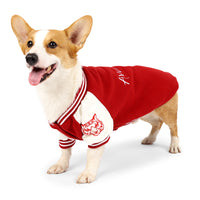 HKM-5838781 Medium Dog Polar Fleece Baseball Sweater – Red & Black, Sizes M to XXL
