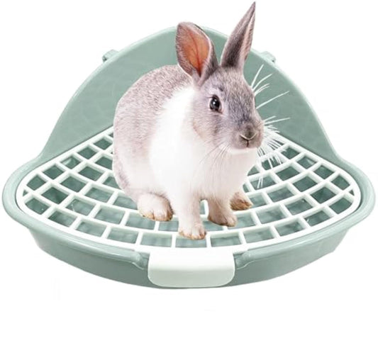 HKM-584019 Rabbit Corner Litter Box for Small Pets - Perfect Potty Trainer for Hamsters, Guinea Pigs, Ferrets, and Chinchillas