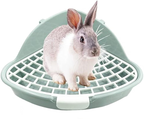 HKM-584019 Rabbit Corner Litter Box for Small Pets - Perfect Potty Trainer for Hamsters, Guinea Pigs, Ferrets, and Chinchillas