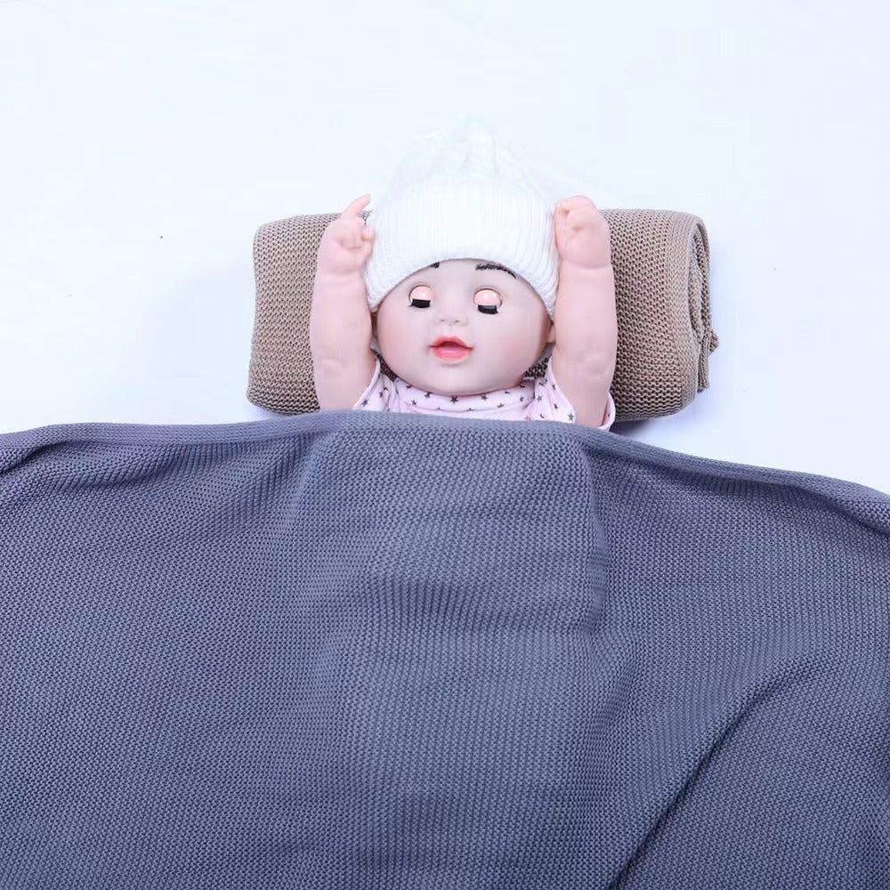 HKM-584019 Soft Knitted Cotton Baby Blanket for Infants - Cozy Nap Cover in Various Colors, Suitable for All Seasons