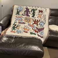 HKM-584083 Geometric Portable Casual Blanket for Spring and Autumn - Yarn-Dyed Yarn