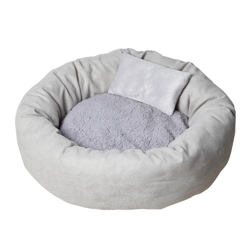 HKM-5843517 Soft and Comfortable Winter Pet Bed with Pp Cotton Filling in Light Gray or Pink Options