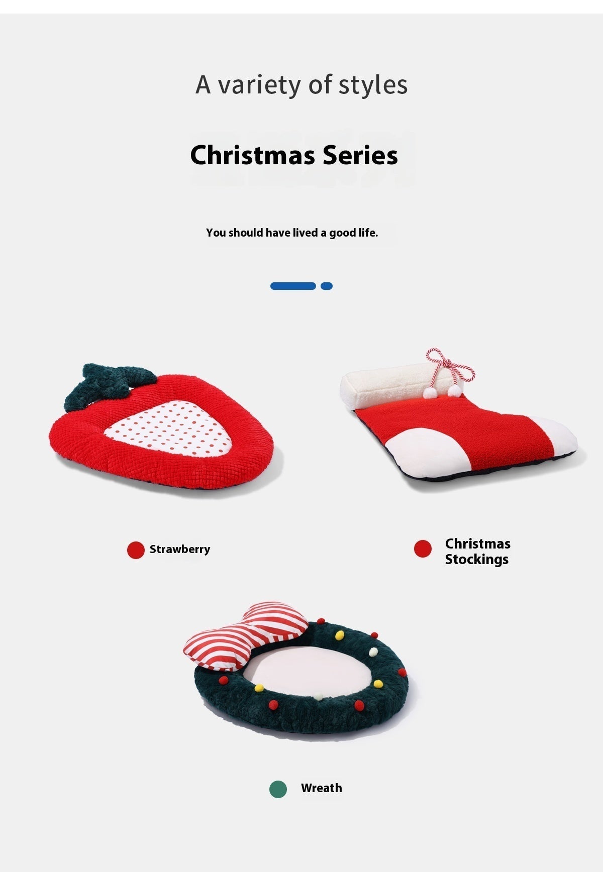 HKM-5843645 Creative Christmas Mat - Christmas Wreath, Strawberry, and Socks Designs, PP Cotton Lining, Size M
