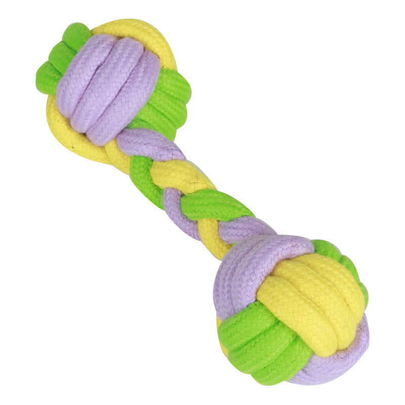 HKM-5844285 Candy Color Cotton Rope Dumbbell Toy for Dogs – Cotton Knot Design, 20*6.5cm