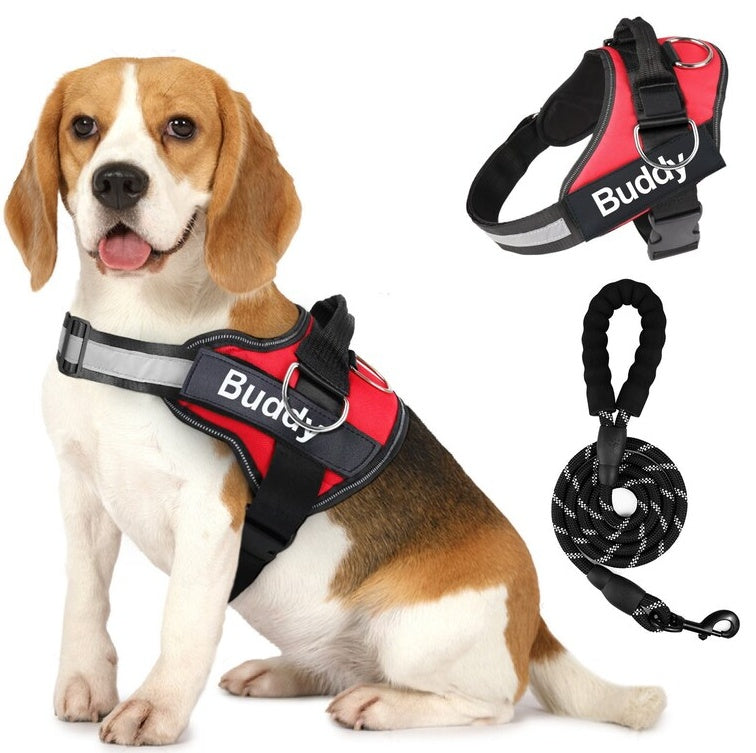 HKM-5845309 Couple Dog Chest Strap with Lead Rope ¨C Durable Polyester Pet Harness
