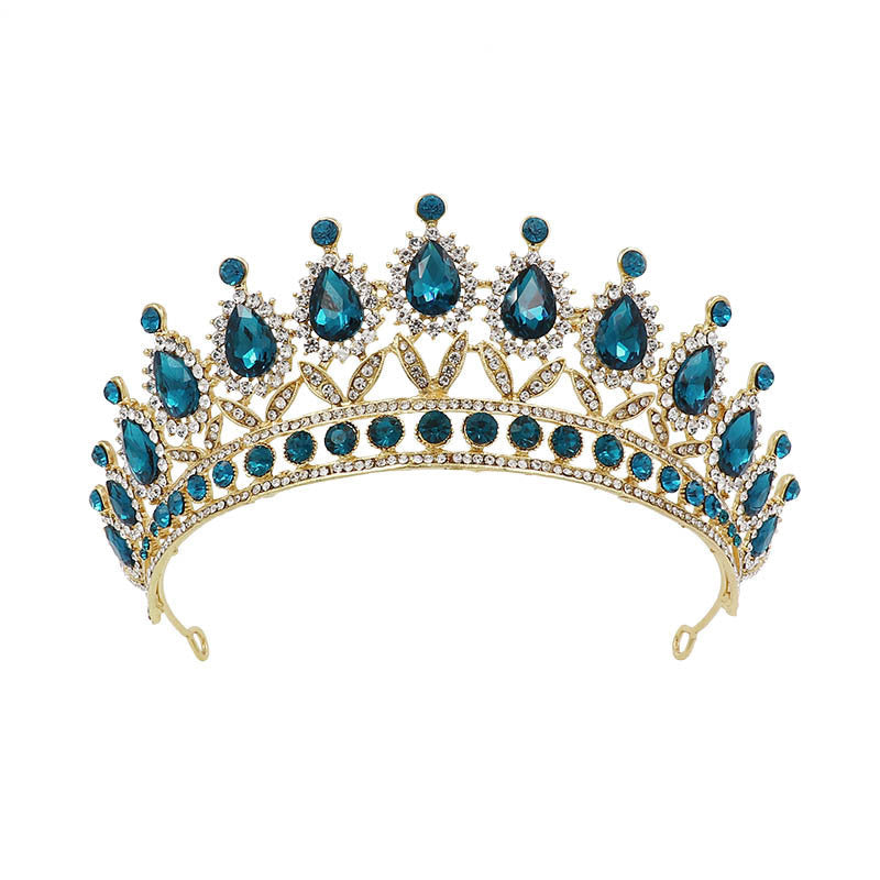 HKM-584595 Baroque Princess Crown with Leaf Design in KC Gold and Ancient Bronze Finishes