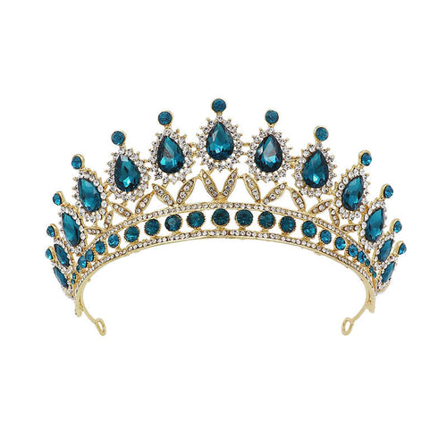 HKM-584595 Baroque Princess Crown with Leaf Design in KC Gold and Ancient Bronze Finishes