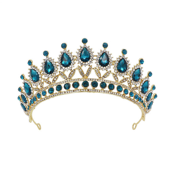 HKM-584595 Baroque Princess Crown with Leaf Design in KC Gold and Ancient Bronze Finishes