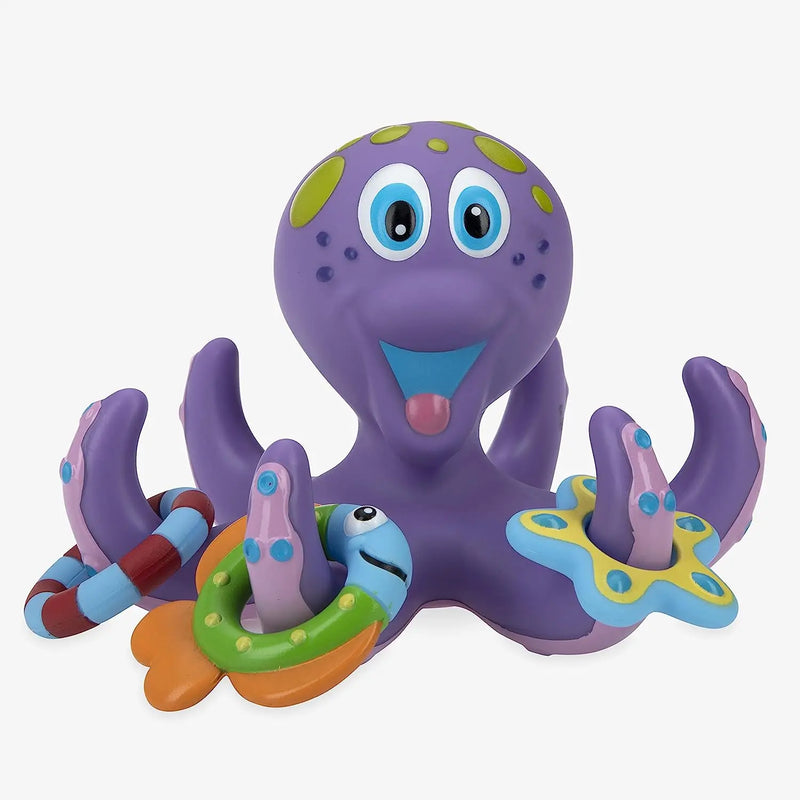 HKM-584659 Interactive Floating Octopus Bath Toy with 5 Hoopla Rings for Kids 0-4 Years - Purple