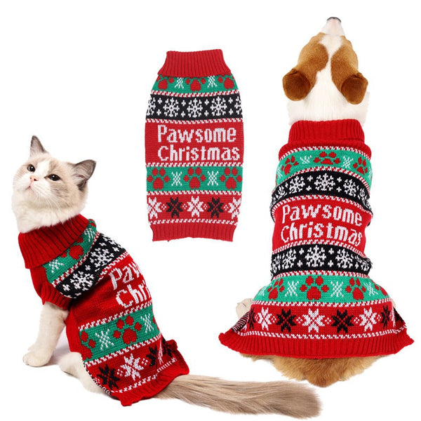 HKM-5847229 Cozy Acrylic Pet Sweater for Small Dogs and Cats - Winter Jacket with Cartoon Design, Available in Multiple Sizes