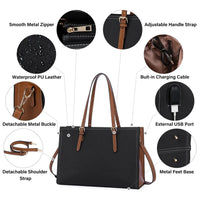 HKM-584723 Elegant Women’s Handbag Set with Anti-Theft Shoulder Bag, Wallet, and Laptop Tote with USB Port