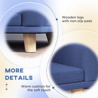 HKM-5847869 Large Dog & Cat Sofa Couch Bed with Washable Cushion - Blue, Elevated Design for Comfort