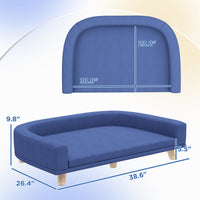 HKM-5847869 Large Dog & Cat Sofa Couch Bed with Washable Cushion - Blue, Elevated Design for Comfort