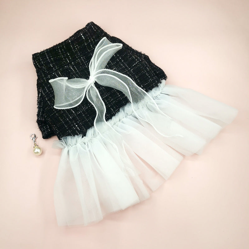 HKM-5849789 Classic Black and White Gauze Skirt for Small Dogs, XS-XL Size Options