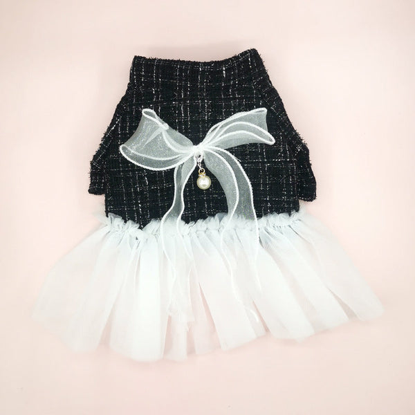 HKM-5849789 Classic Black and White Gauze Skirt for Small Dogs, XS-XL Size Options