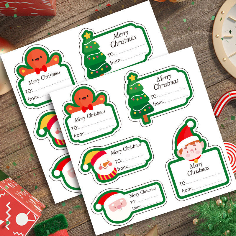 HKM-584979 Christmas Warm Paper Gift Box Sealing Stickers - 50 Eco-Friendly Adhesive Labels, Color Printed