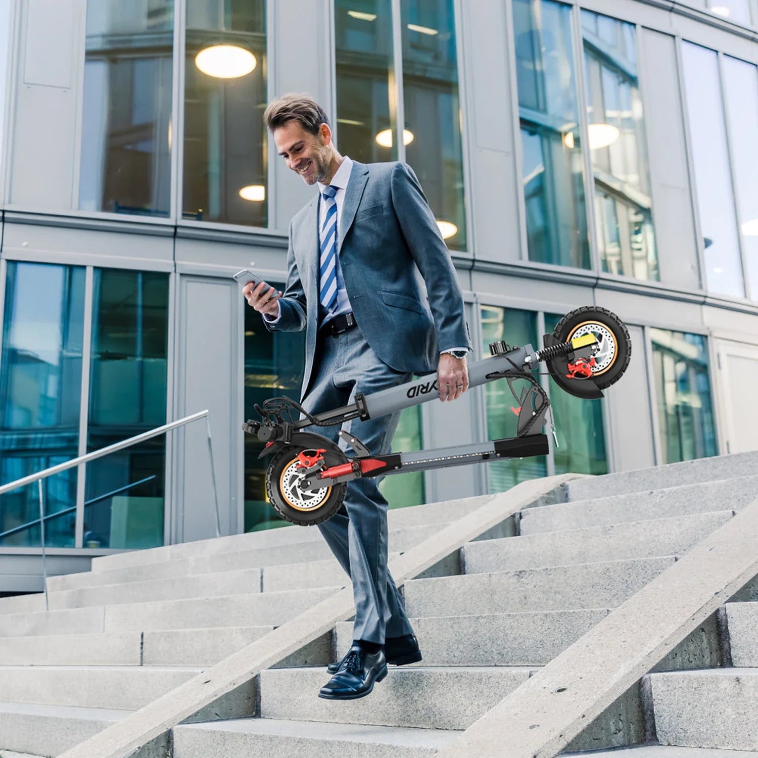 HKM-585043 Foldable 10-Inch Electric Scooter with 250W Motor, Max Speed 25km/h, 25-30km Range, Full Suspension, Waterproof, Lightweight Design