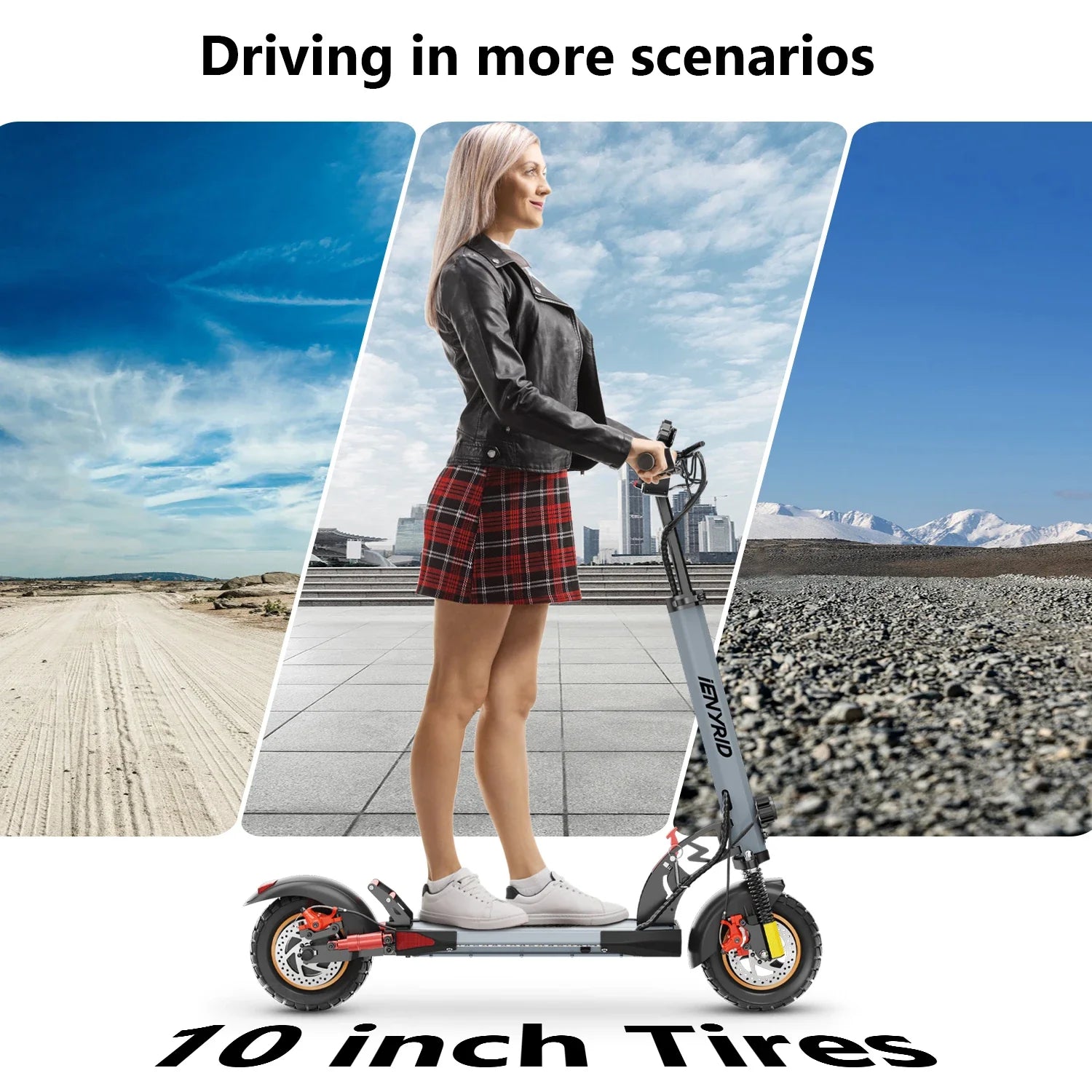 HKM-585043 Foldable 10-Inch Electric Scooter with 250W Motor, Max Speed 25km/h, 25-30km Range, Full Suspension, Waterproof, Lightweight Design