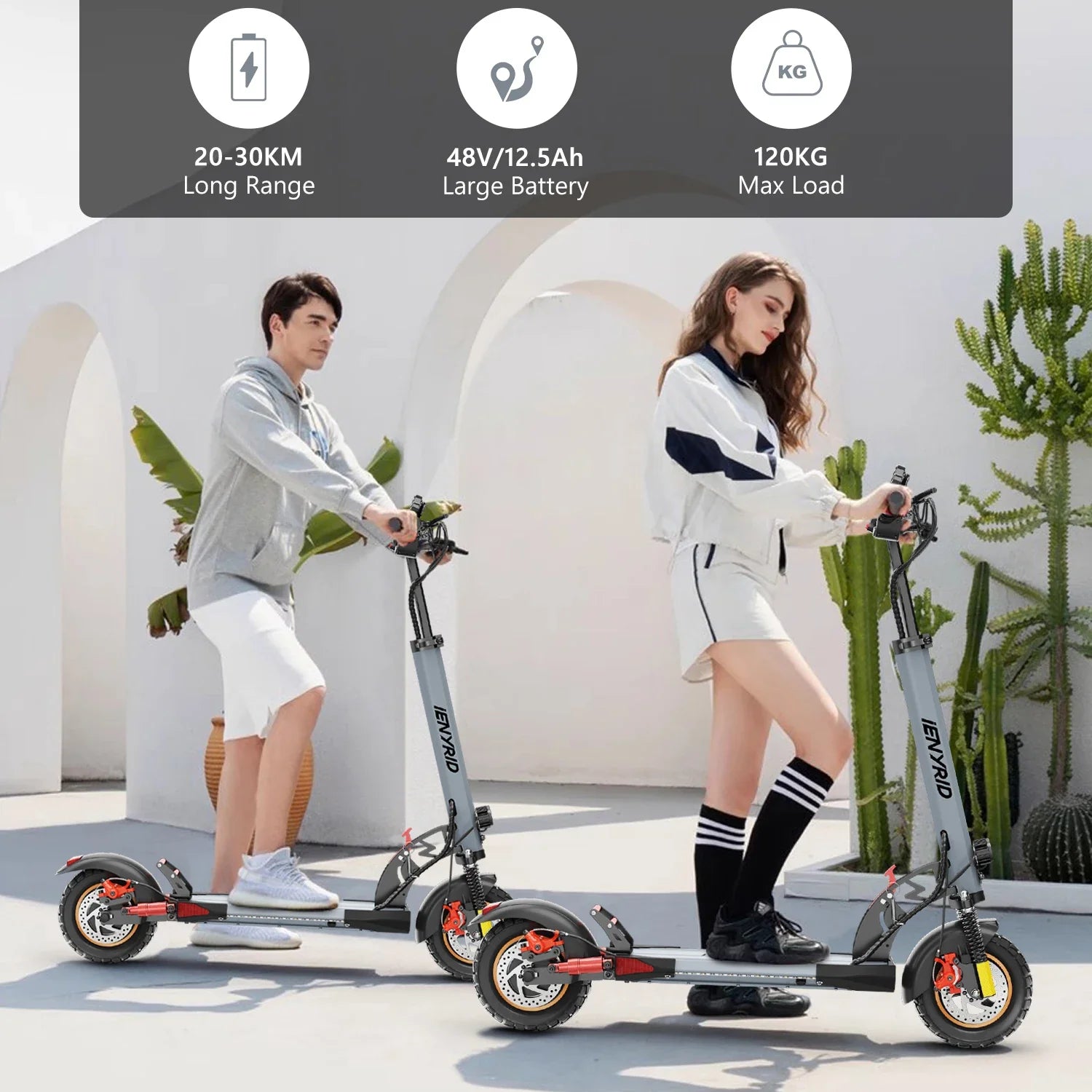 HKM-585043 Foldable 10-Inch Electric Scooter with 250W Motor, Max Speed 25km/h, 25-30km Range, Full Suspension, Waterproof, Lightweight Design