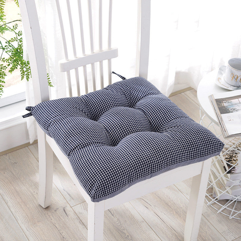 HKM-585235 Thickened Non-Slip Cushion with Modern Check Pattern - 40x40cm in Green, Blue, and Brown
