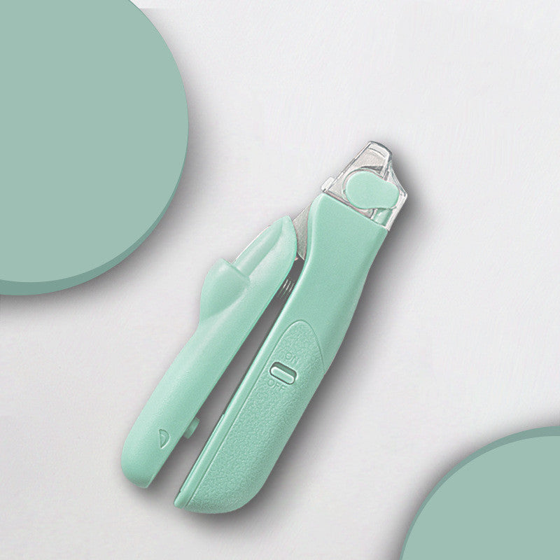 HKM-5852989 Stainless Steel LED Nail Clippers for Small Dogs and Cats - Ergonomic ABS Handle in Purple, White, and Green