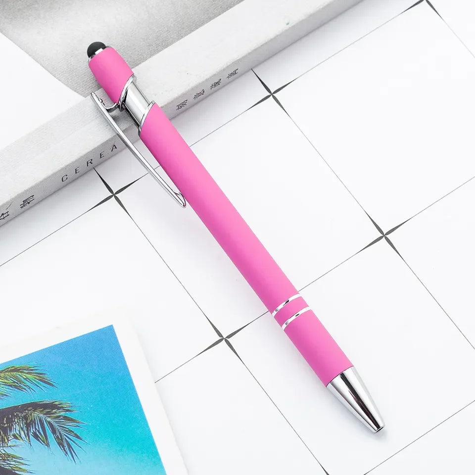 HKM-585299 Multifunctional Metal Ball Stylus Soft Touch Screen Pen 2 in 1 with Custom Logo Options