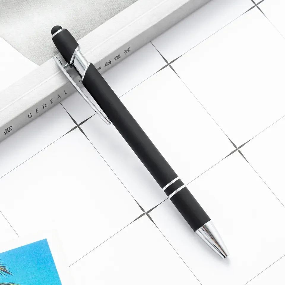 HKM-585299 Multifunctional Metal Ball Stylus Soft Touch Screen Pen 2 in 1 with Custom Logo Options