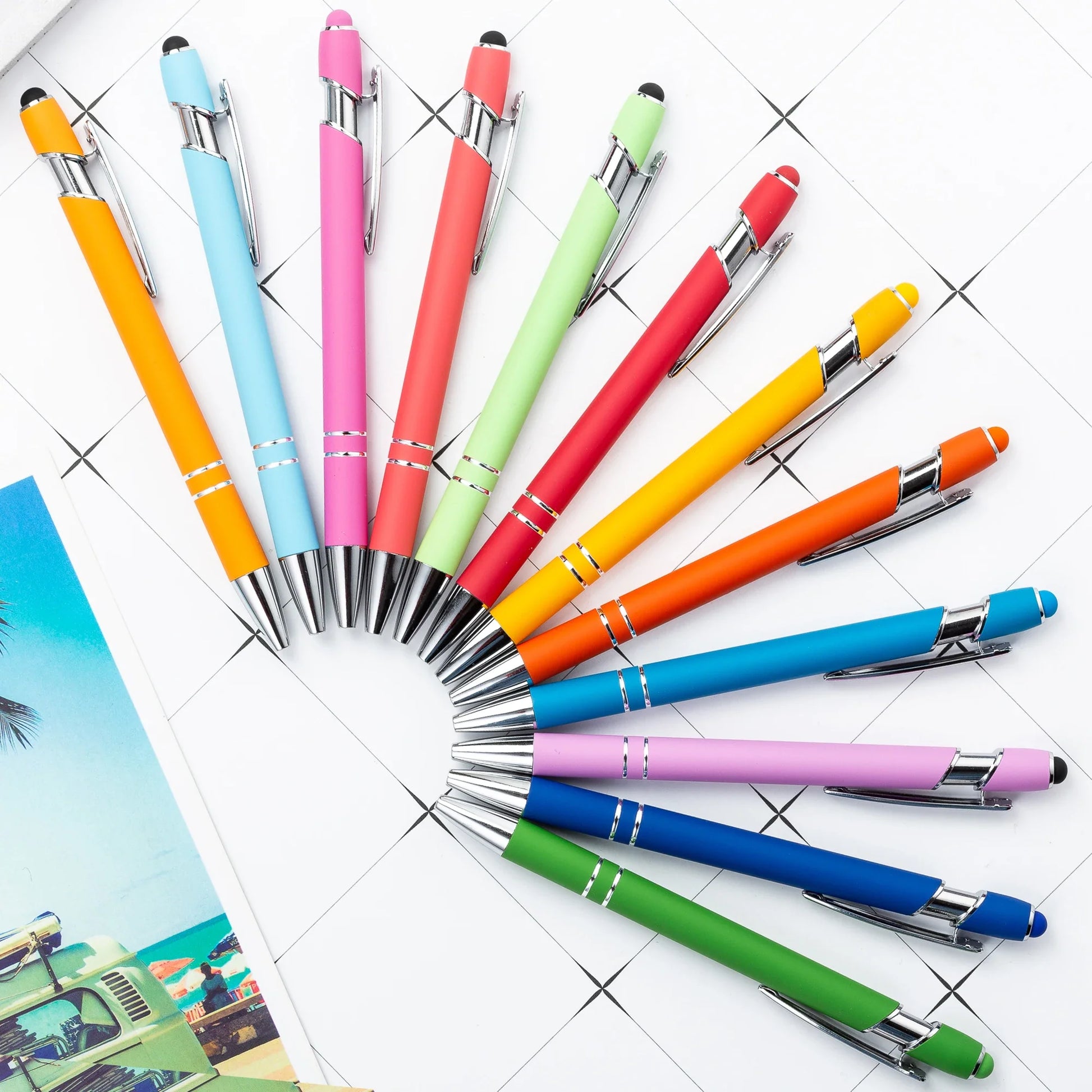 HKM-585299 Multifunctional Metal Ball Stylus Soft Touch Screen Pen 2 in 1 with Custom Logo Options