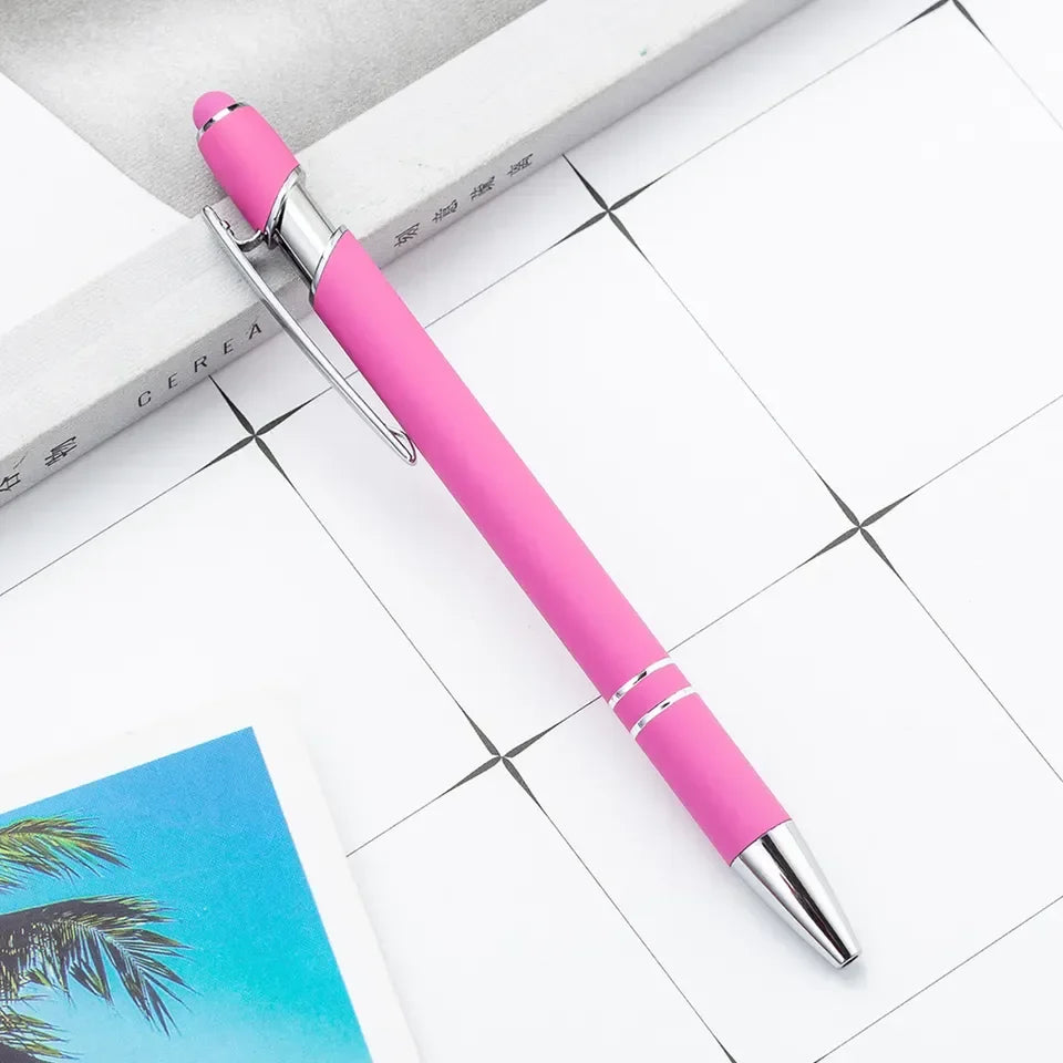 HKM-585299 Multifunctional Metal Ball Stylus Soft Touch Screen Pen 2 in 1 with Custom Logo Options