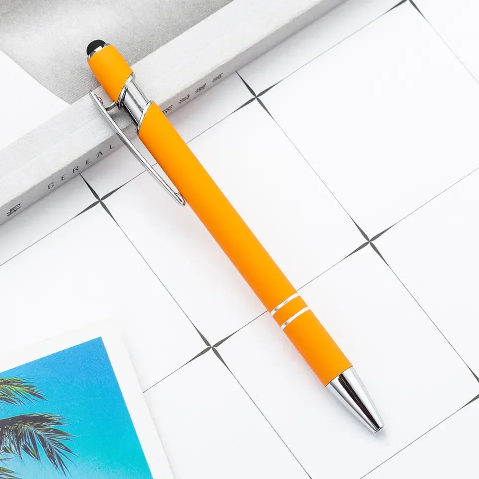 HKM-585299 Multifunctional Metal Ball Stylus Soft Touch Screen Pen 2 in 1 with Custom Logo Options