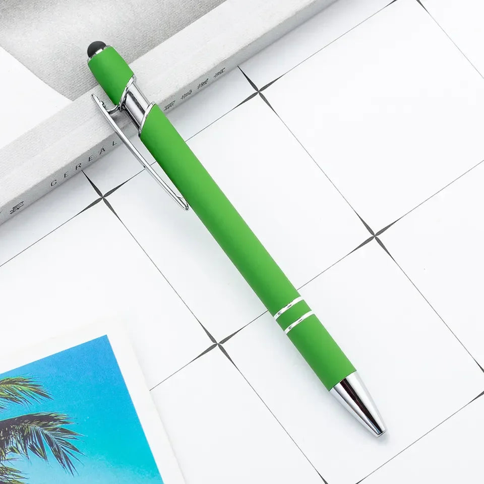 HKM-585299 Multifunctional Metal Ball Stylus Soft Touch Screen Pen 2 in 1 with Custom Logo Options