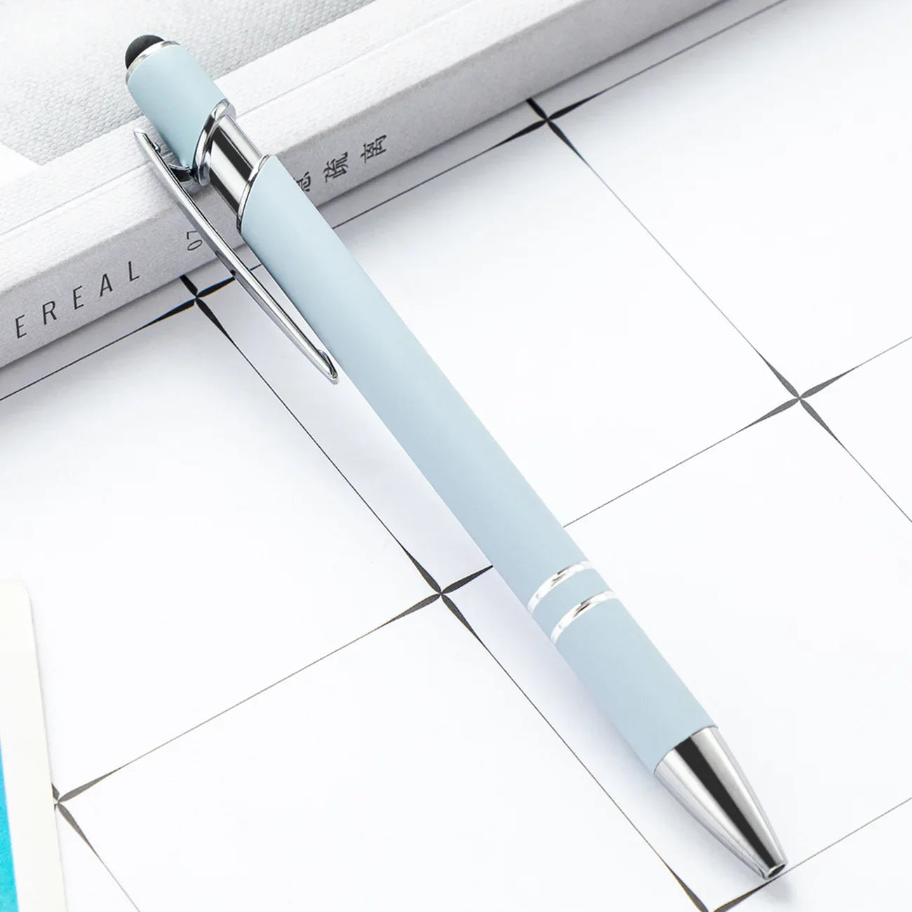 HKM-585299 Multifunctional Metal Ball Stylus Soft Touch Screen Pen 2 in 1 with Custom Logo Options