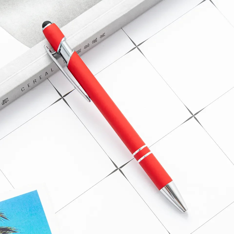 HKM-585299 Multifunctional Metal Ball Stylus Soft Touch Screen Pen 2 in 1 with Custom Logo Options