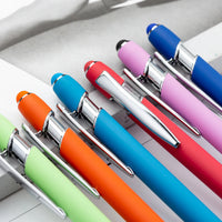 HKM-585299 Multifunctional Metal Ball Stylus Soft Touch Screen Pen 2 in 1 with Custom Logo Options