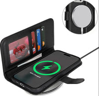 HKM-585427 Leather Wireless Power Bank Wallet with Magnetic Charging and 4 Card Slots