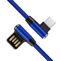 HKM-585555 Braided Elbow USB Data Cable - 1m, Compatible with Android, Apple & TYPE-C Devices