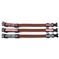 HKM-5856957 Light Blue and Pink Adjustable Dog Collar with Plastic Buckle ¨C Sizes XS to L