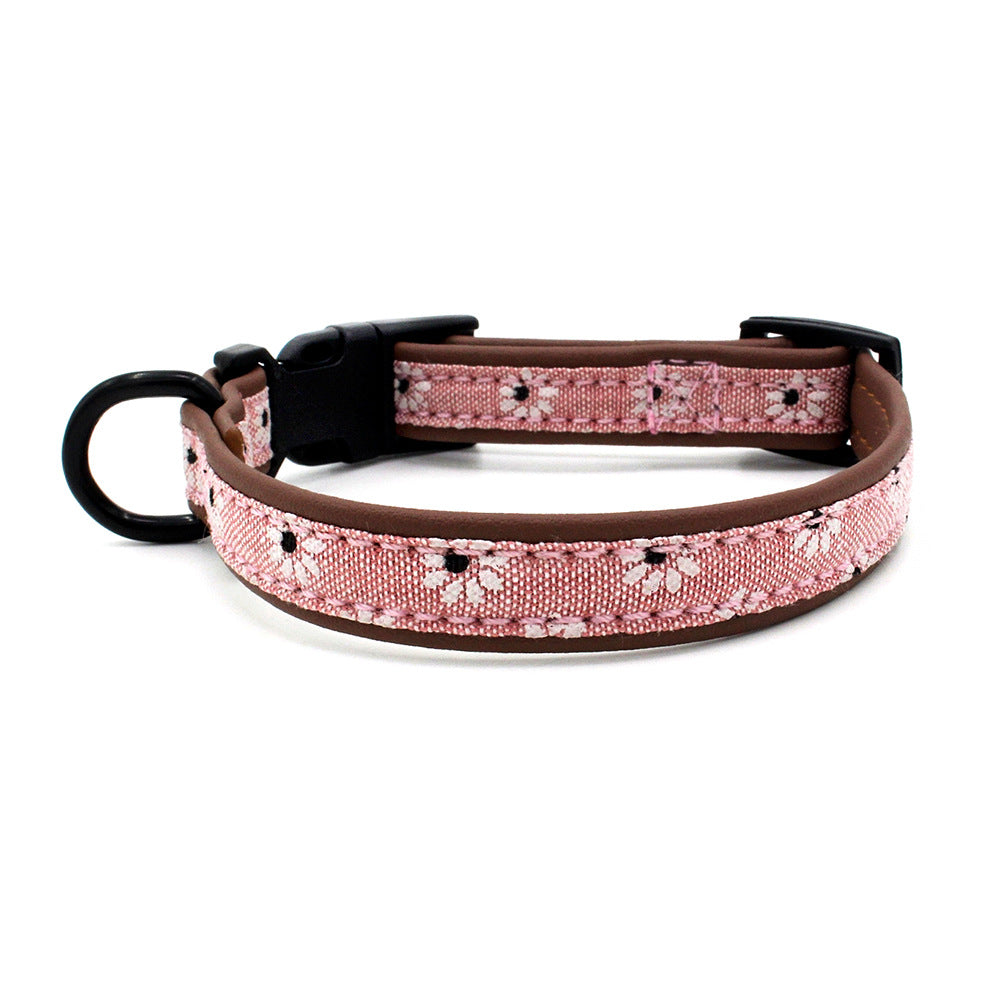 HKM-5856957 Light Blue and Pink Adjustable Dog Collar with Plastic Buckle ¨C Sizes XS to L