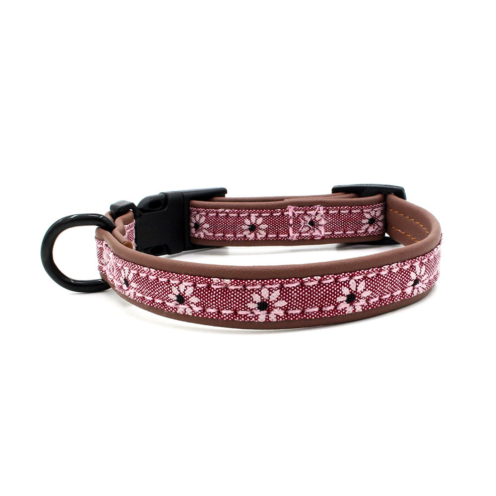 HKM-5856957 Light Blue and Pink Adjustable Dog Collar with Plastic Buckle ¨C Sizes XS to L