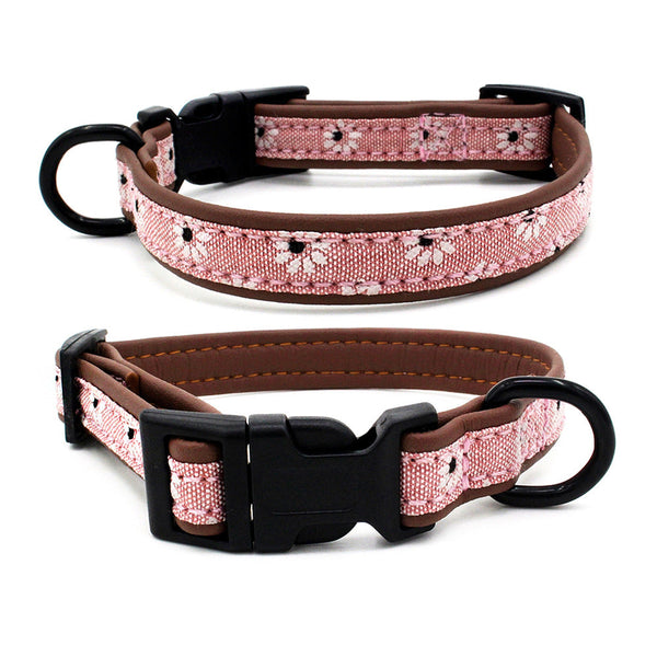 HKM-5856957 Light Blue and Pink Adjustable Dog Collar with Plastic Buckle ¨C Sizes XS to L
