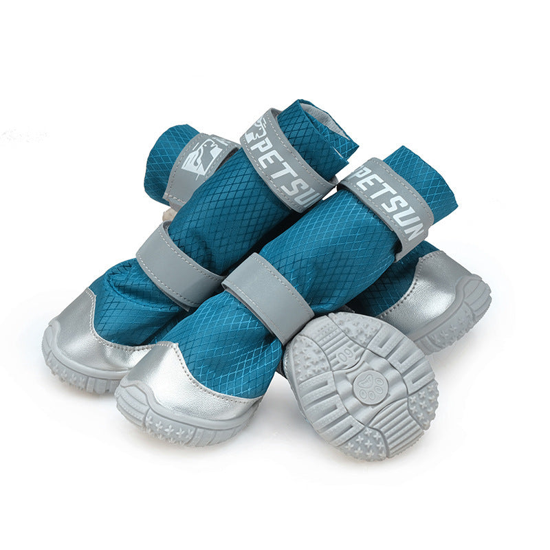 HKM-585811 Reflective Velcro Dog Shoes for Outdoor Travel - Waterproof, Non-Slip, Wear-Resistant Footwear in Black, Blue, Orange