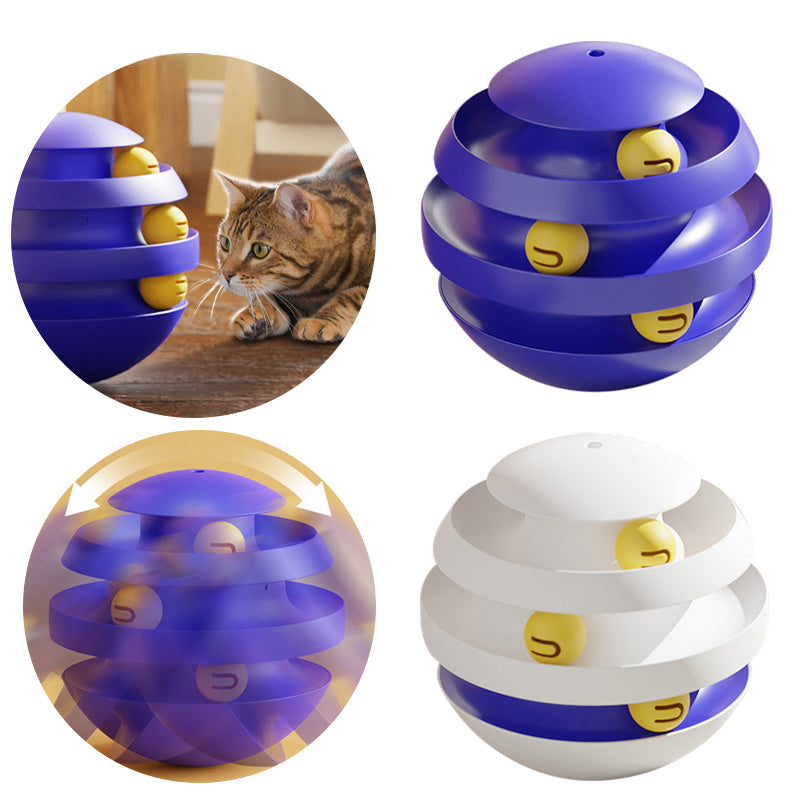 HKM-5858237 Interactive 3-Layer Cat Toy Turntable with Balls - Durable Pet Training Tumbler