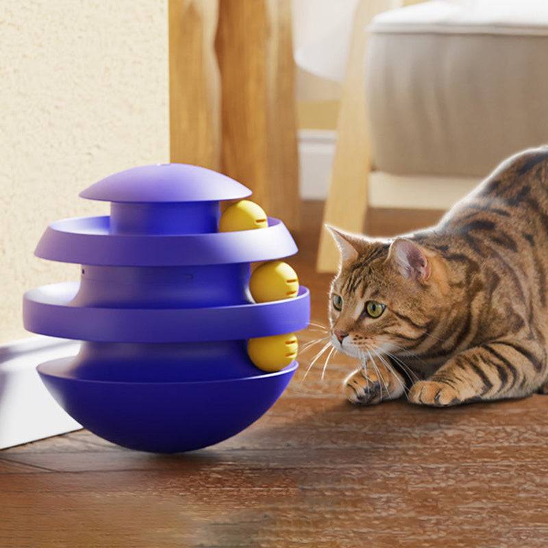 HKM-5858237 Interactive 3-Layer Cat Toy Turntable with Balls - Durable Pet Training Tumbler