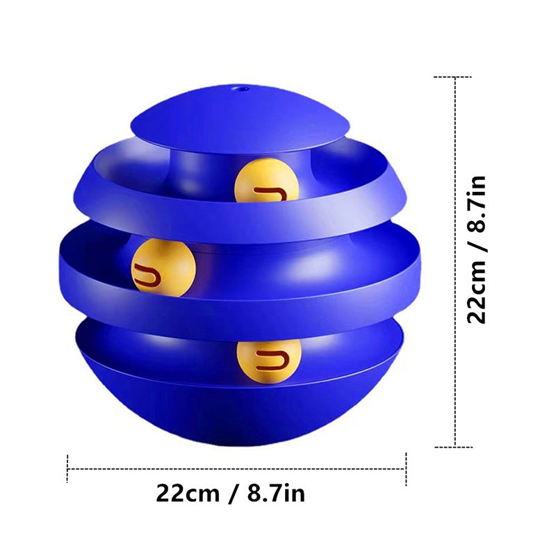 HKM-5858237 Interactive 3-Layer Cat Toy Turntable with Balls - Durable Pet Training Tumbler