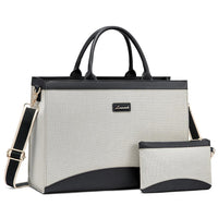 HKM-585875 15.6 Inch Canvas Laptop Tote Bag with Clutch Purse for Teachers and Professionals