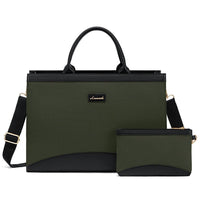 HKM-585875 15.6 Inch Canvas Laptop Tote Bag with Clutch Purse for Teachers and Professionals
