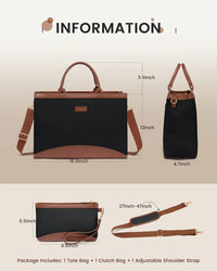 HKM-585875 15.6 Inch Canvas Laptop Tote Bag with Clutch Purse for Teachers and Professionals